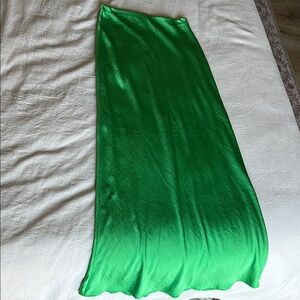 Midi Green Silk Skirt